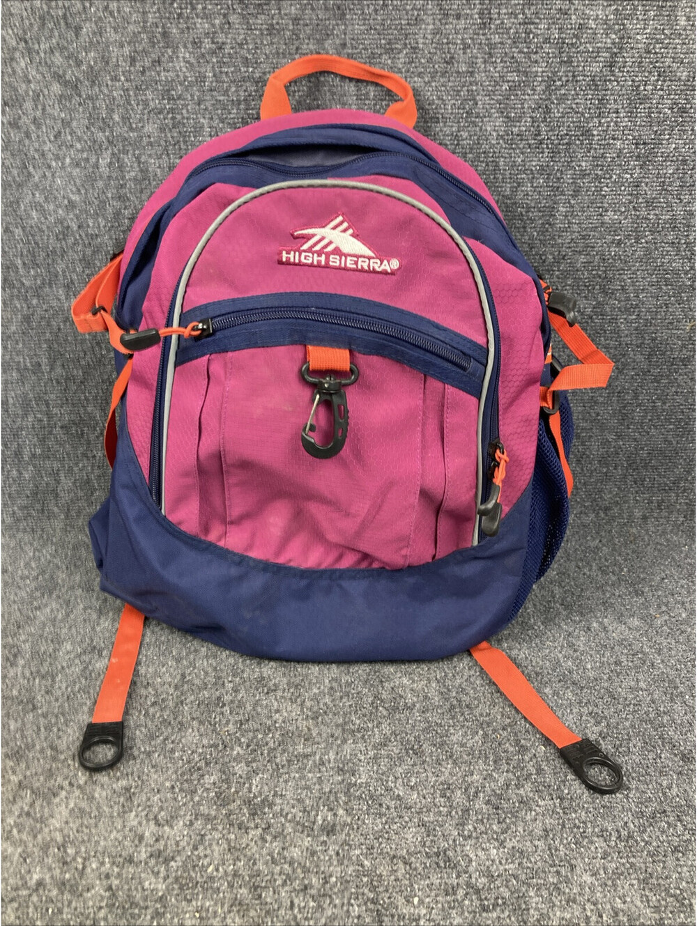 High Sierra Fuchsia & Navy Tech Spot Suspension Padded Strap System Backpack EUC